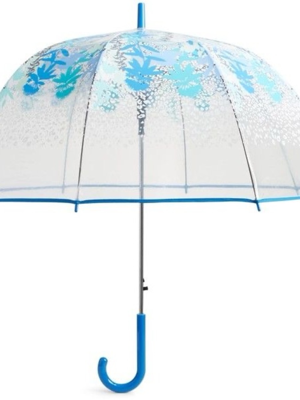 NWT Vera Bradley Camofloral Cheetah Bubble Umbrella Blue Floral Clear Umbrella
